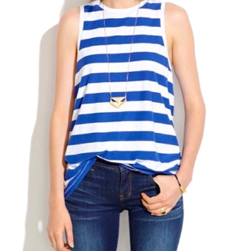 Madewell Blue and White Striped Tank Top